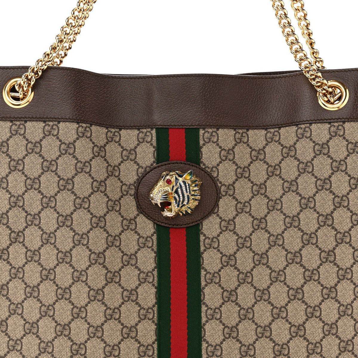 GG Supreme Monogram Large Rajah Chain Tote Beige New Acero