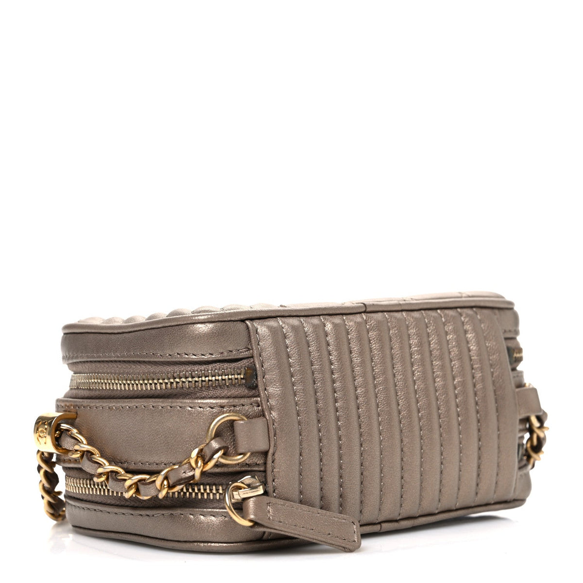 Metallic Lambskin Mini Coco Boy Camera Case Dark Gold