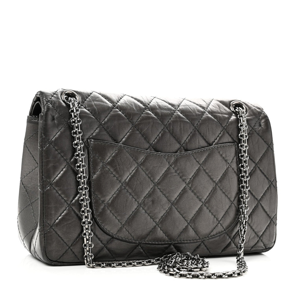 Metallic Aged Calfskin Quilted 2.55 Reissue 226 Flap Dark Grey