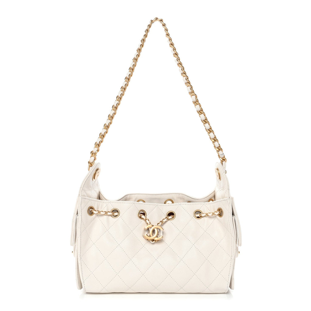 Caviar Quilted Mini Chanel 25 Handbag White