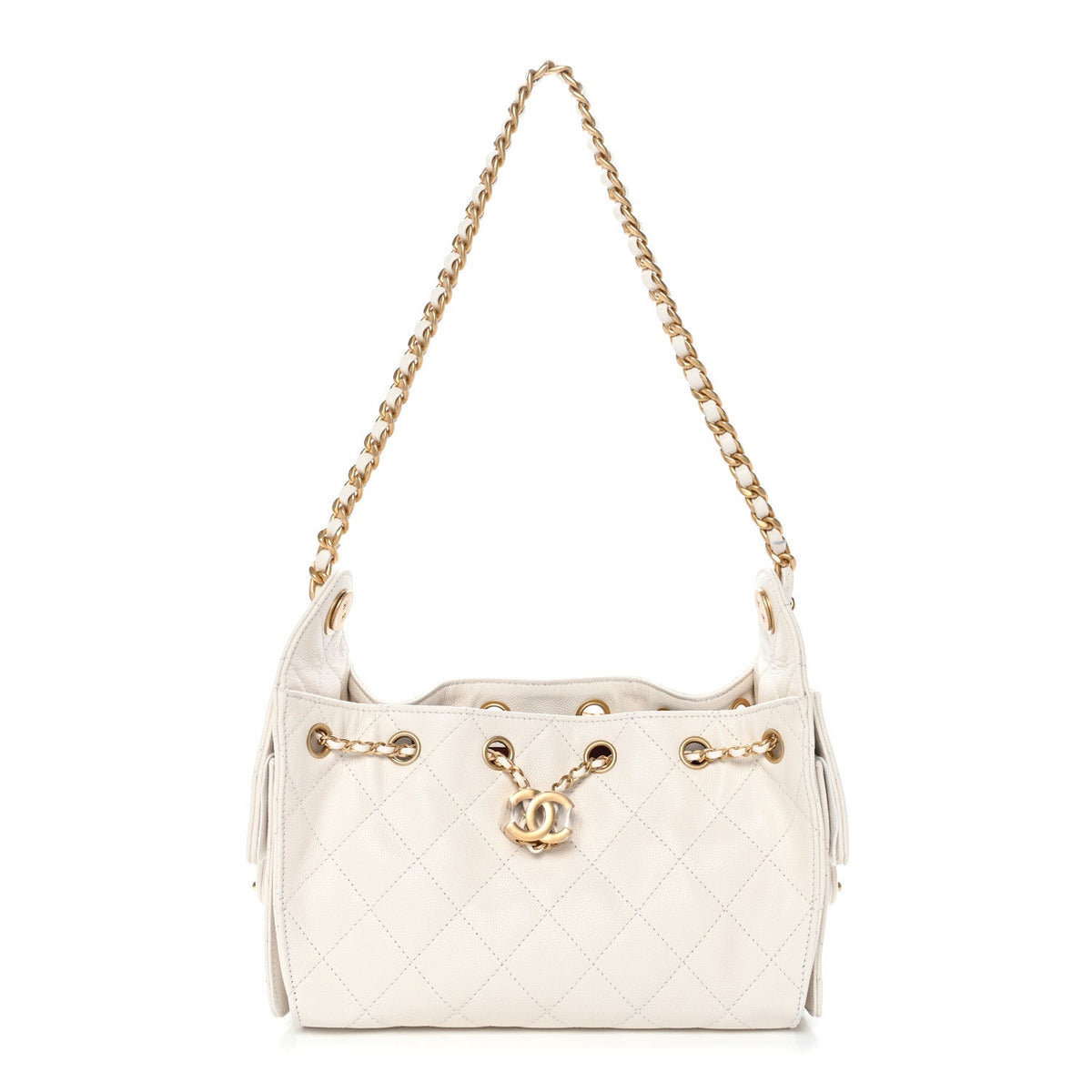 Caviar Quilted Mini Chanel 25 Handbag White