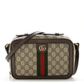 GG Supreme Monogram Web Small Ophidia Top Handle Shoulder Bag Brown