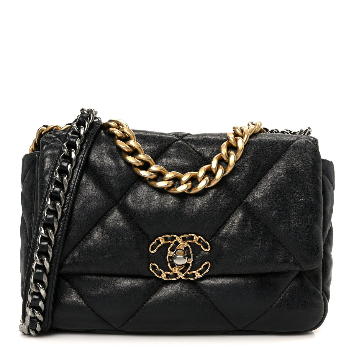Lambskin Quilted Medium Chanel 19 Flap Black