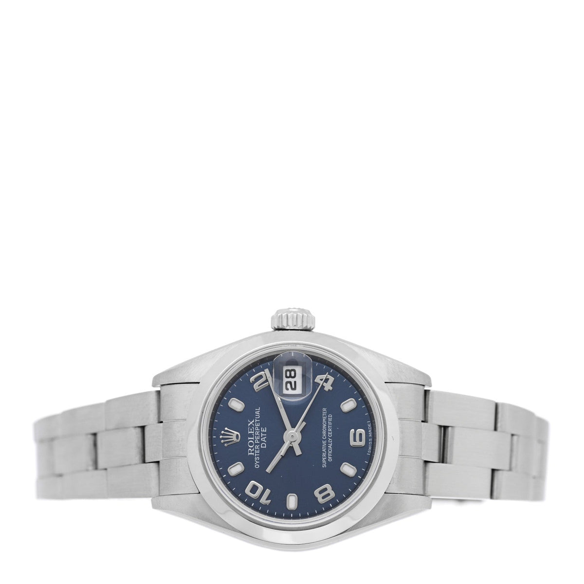 Stainless Steel 26mm Oyster Perpetual Date Watch Blue 79160