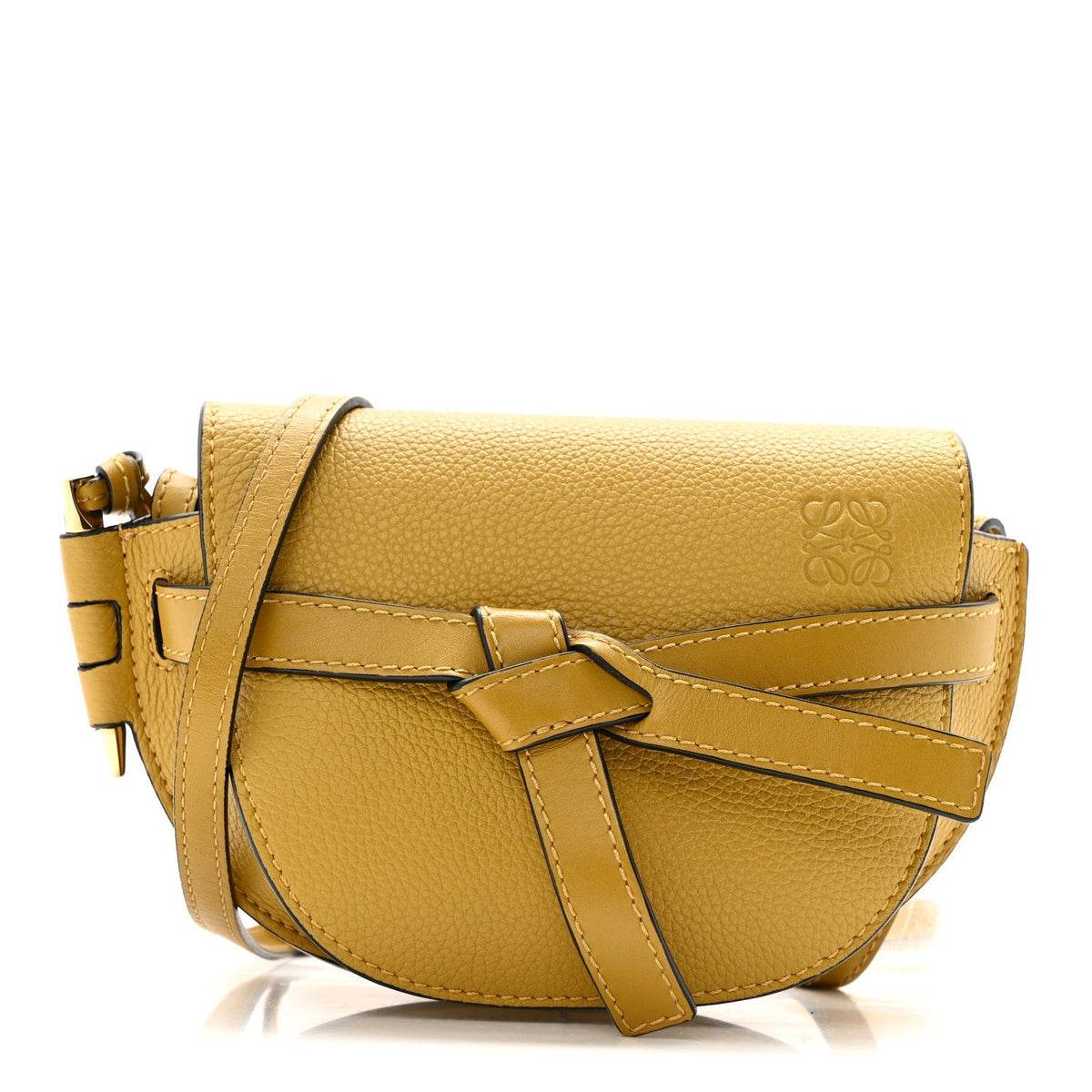 Grained Calfskin Mini Gate Crossbody Bag Yellow