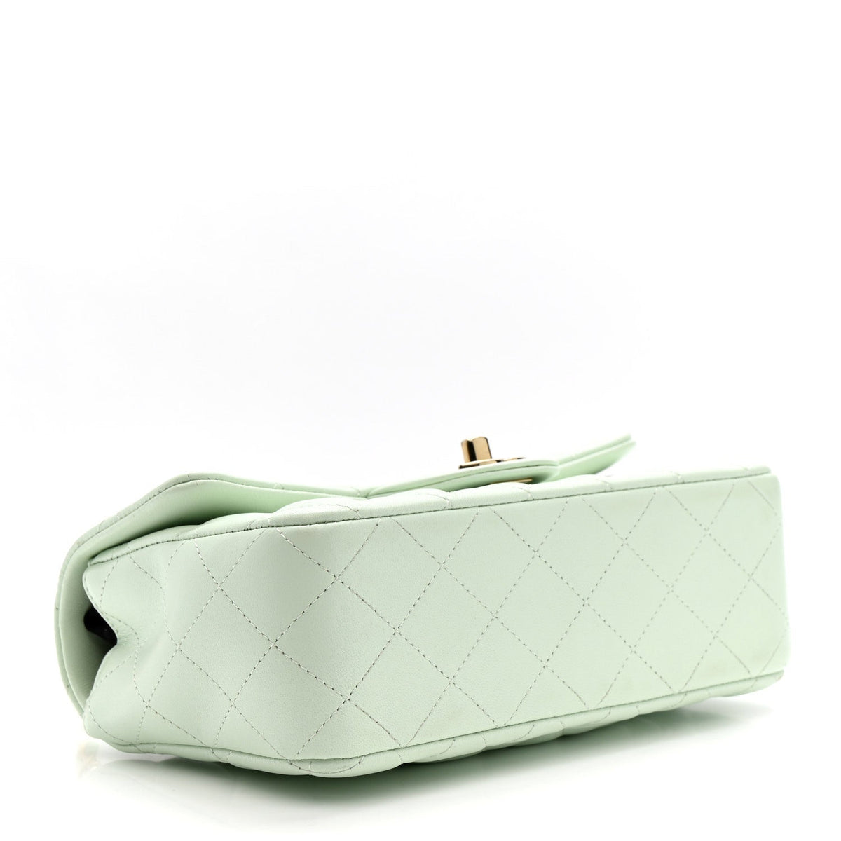 Lambskin Quilted Mini Rectangular Flap Light Green