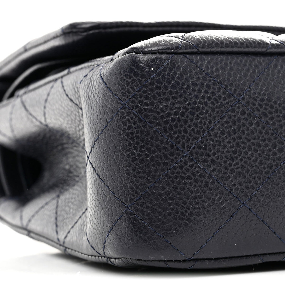 Caviar Quilted Medium Double Flap Navy
