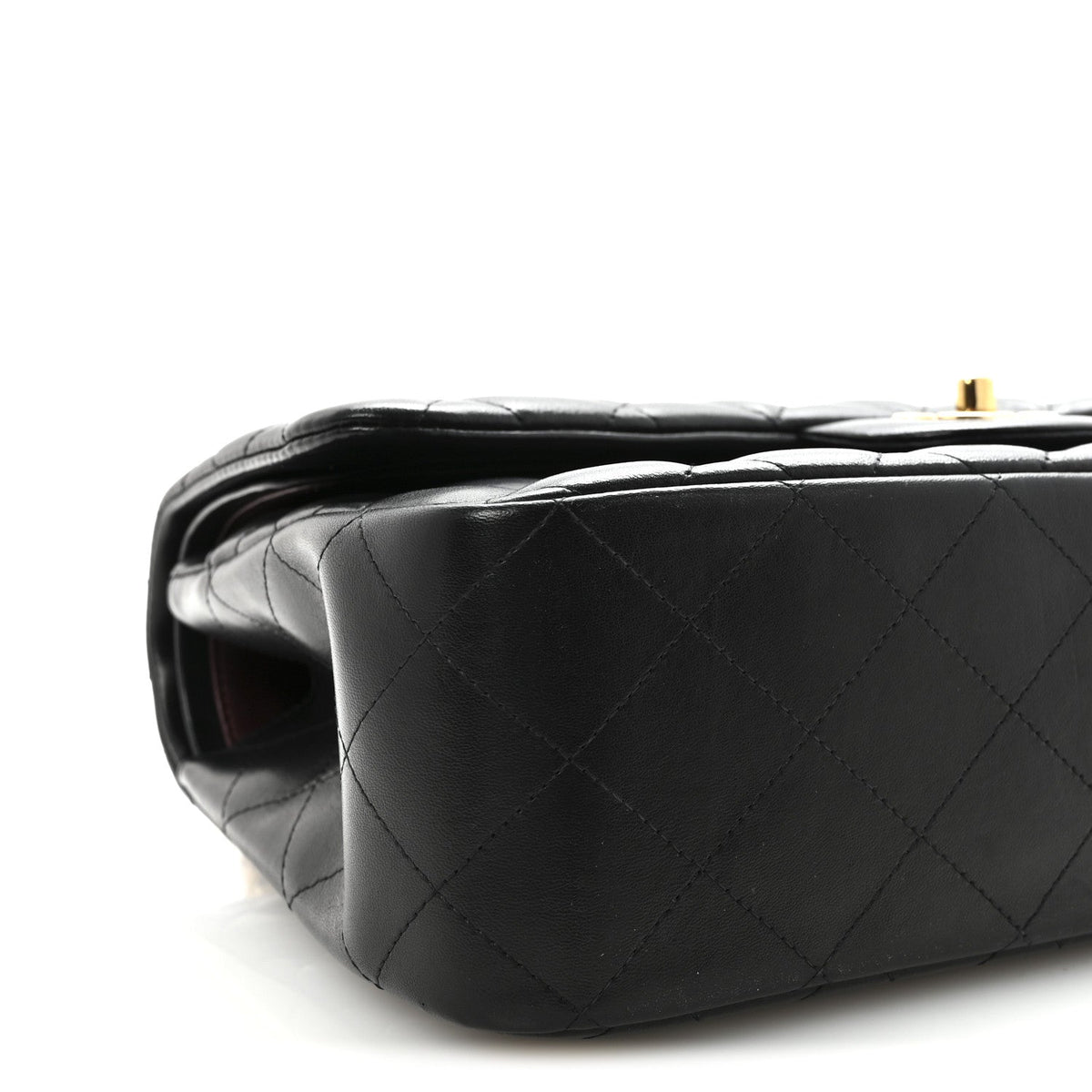 Lambskin Quilted Jumbo Double Flap  Black