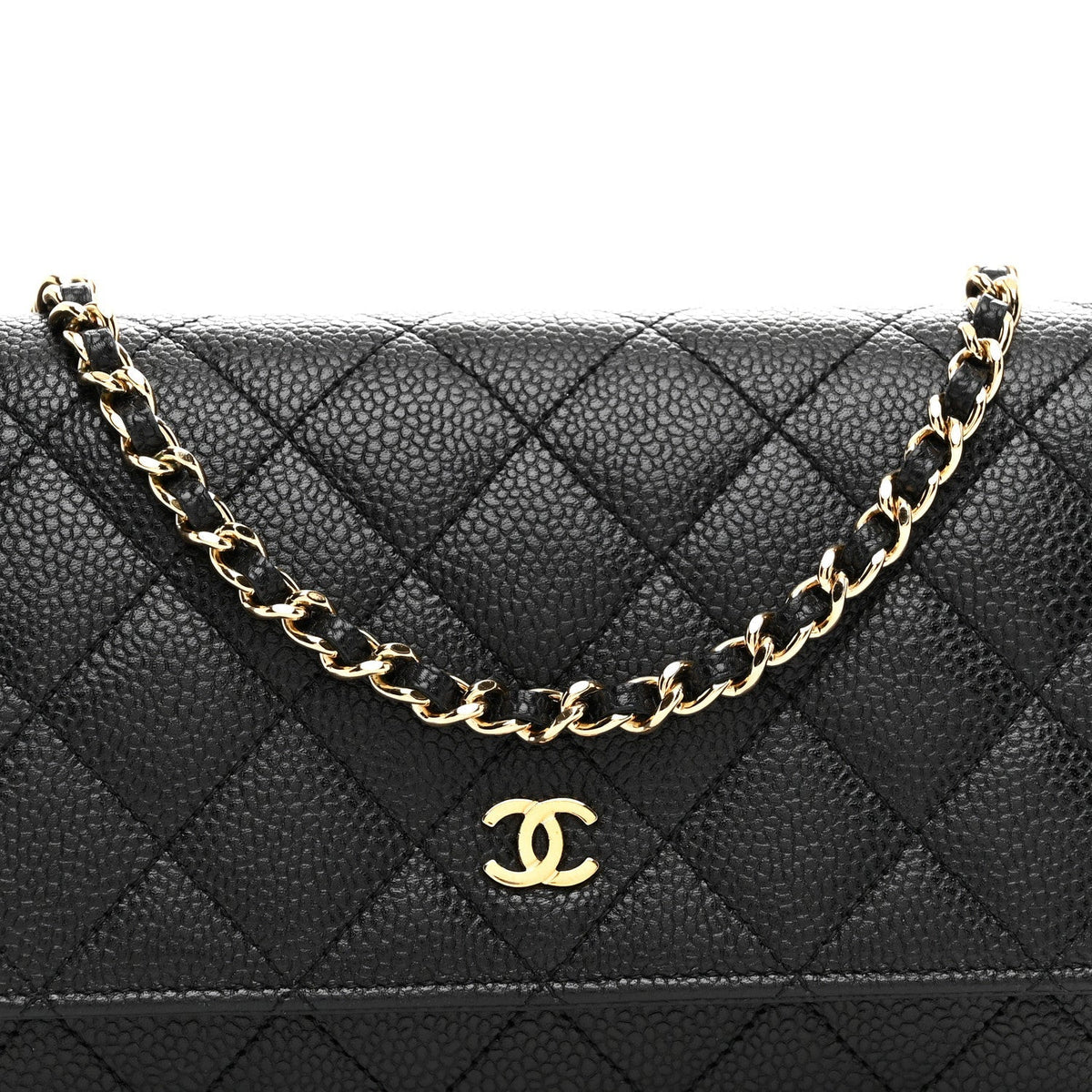 Caviar Quilted Wallet on Chain WOC Black