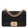 Caviar Quilted Small Boy Flap Black