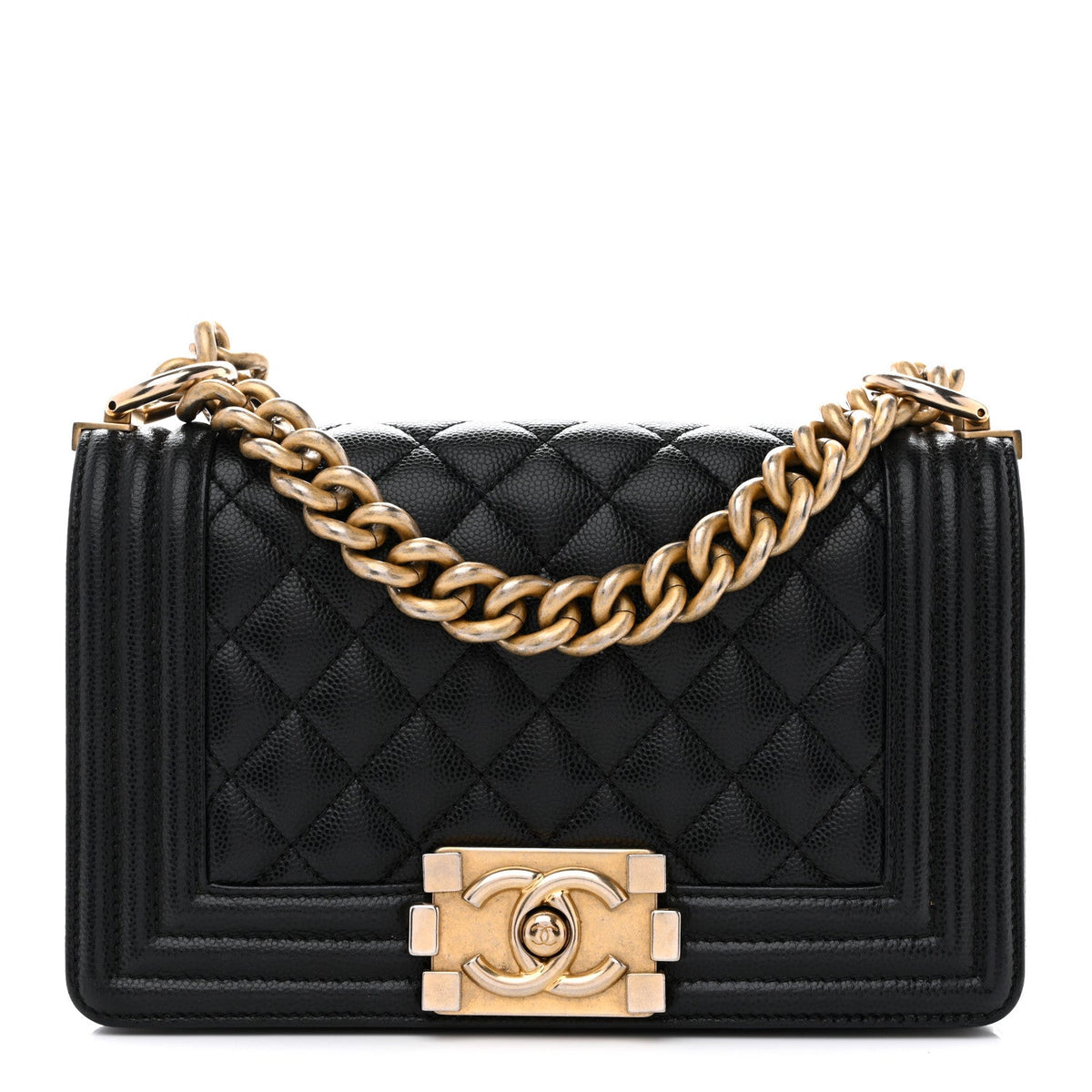 Caviar Quilted Small Boy Flap Black