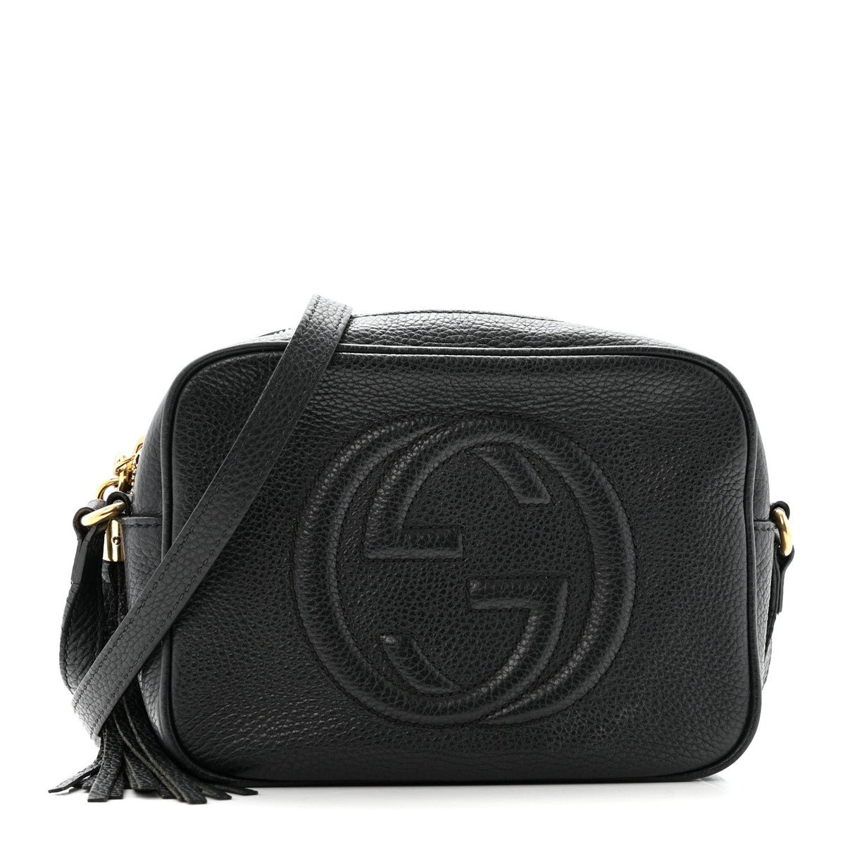 Pebbled Calfskin Small Soho Disco Bag Black
