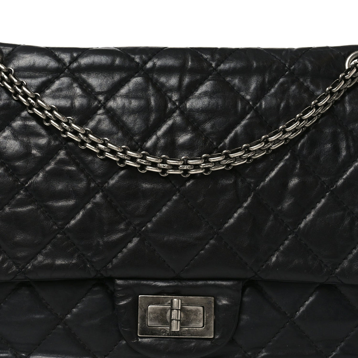Aged Calfskin Quilted 2.55 Reissue 226 Flap Black