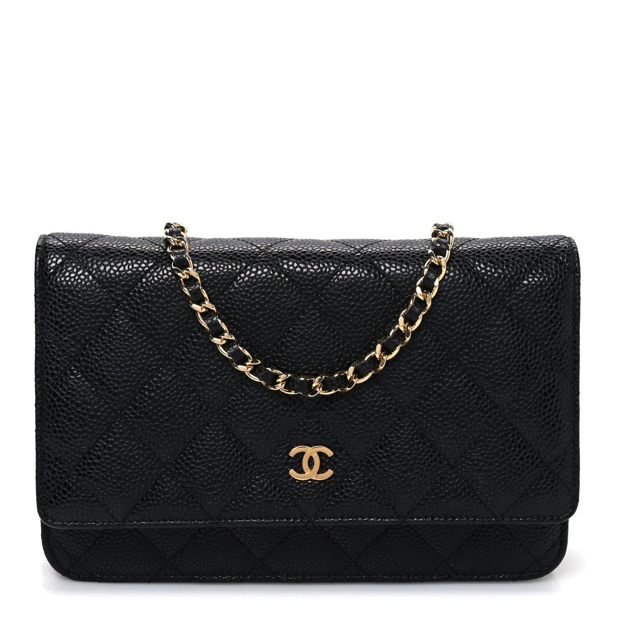 Caviar Quilted Wallet on Chain WOC Black