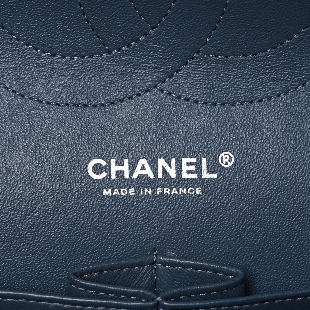 Caviar Quilted Jumbo Double Flap Dark Grey