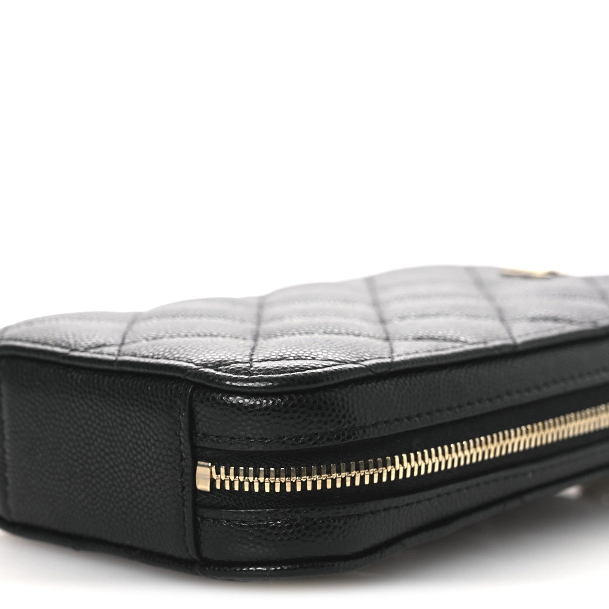 Caviar Quilted Phone Holder Wallet On Chain WOC Black
