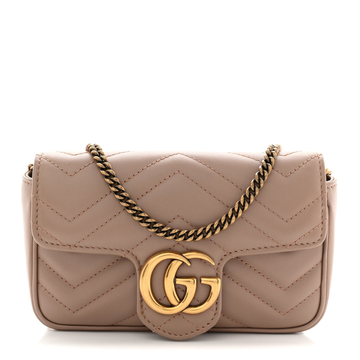 Calfskin Matelasse Super Mini GG Marmont Shoulder Bag Porcelain Rose