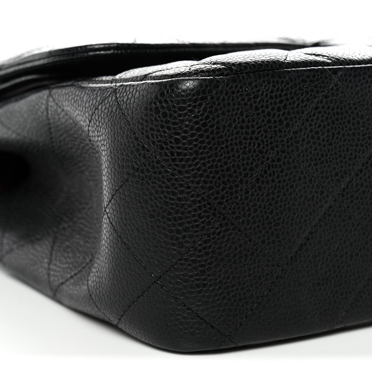 Caviar Quilted Jumbo Double Flap Black