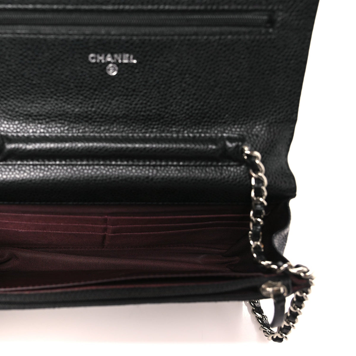 Caviar Quilted Wallet on Chain WOC Black