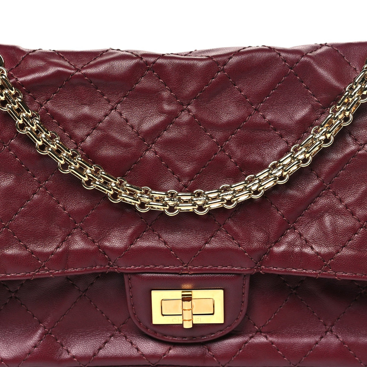 Lambskin Quilted Crush 2.55 Reissue 225 Flap Dark Burgundy