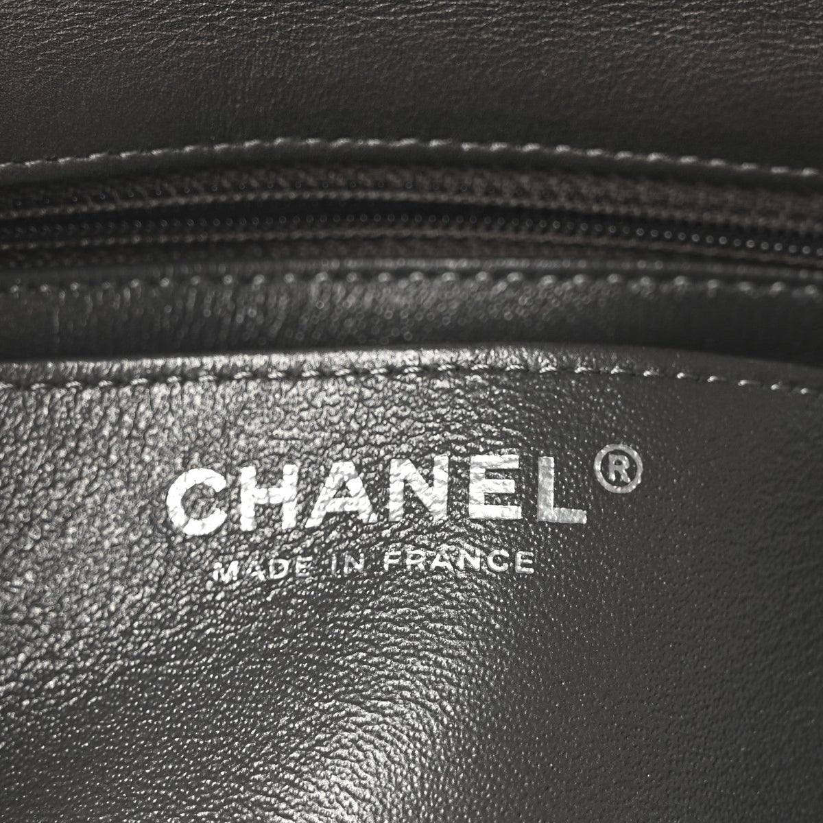 Metallic Lambskin Quilted Mini Rectangular Flap  Dark Grey