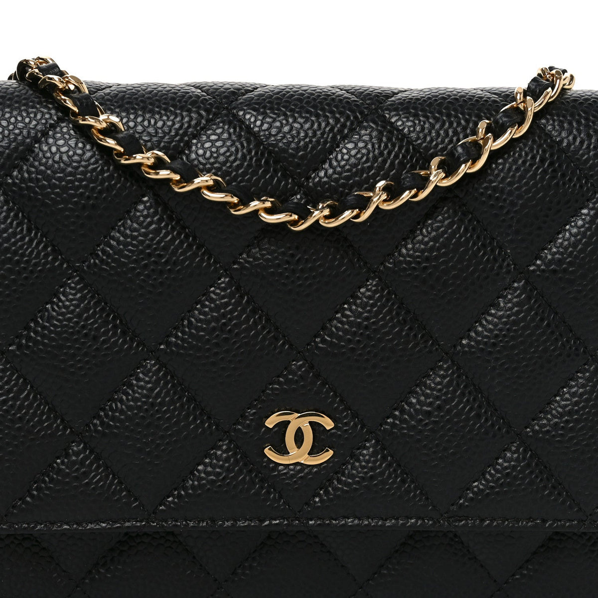 Caviar Quilted Wallet on Chain WOC Black