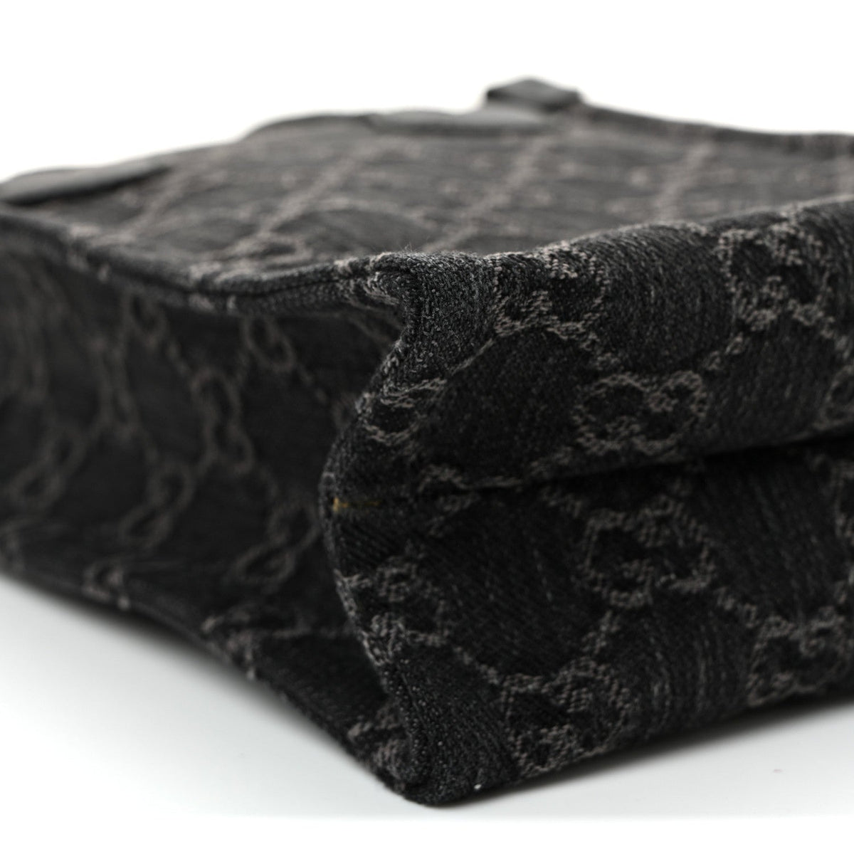 Denim Cuoio Harness GG Monogram Mini Ophidia Tote Bag Black Medium Grey