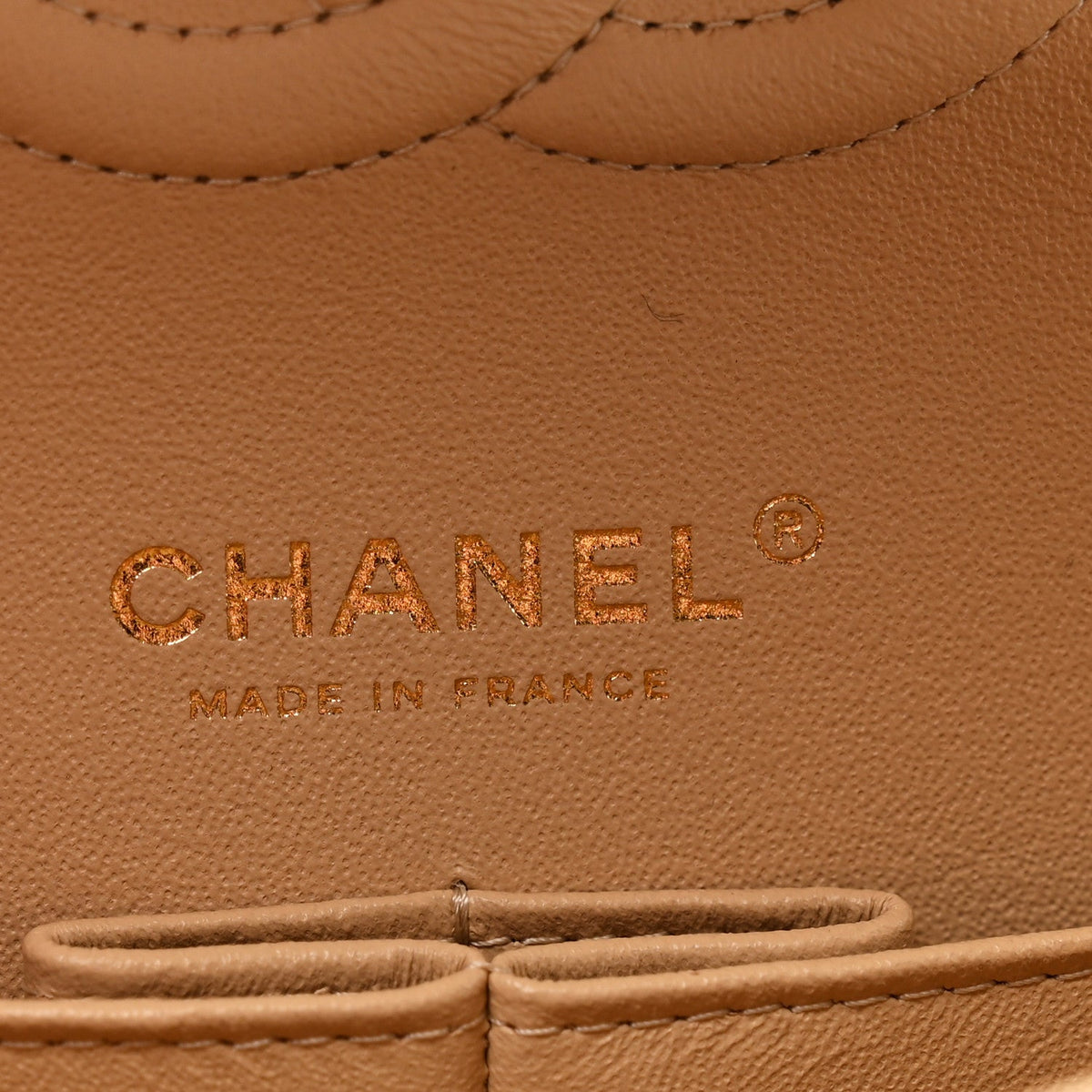 Caviar Quilted Medium Double Flap Beige