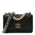 Lambskin Quilted Chanel 19 Wallet On Chain WOC Black