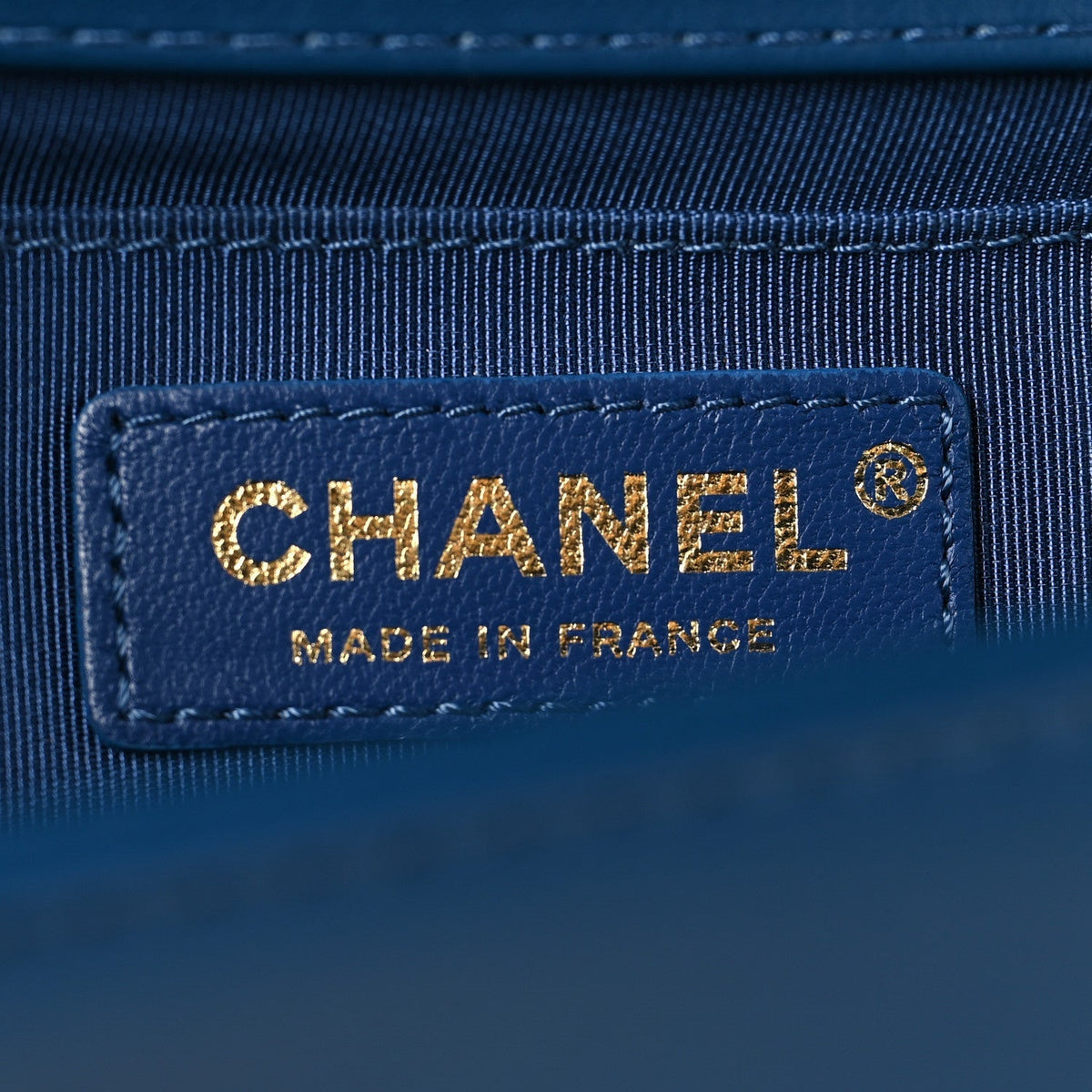 Calfskin Quilted Medium Boy Top Handle Flap Blue