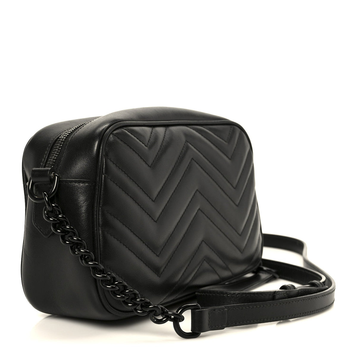 Calfskin Matelasse Monochrome Small GG Marmont Chain Shoulder Bag Black
